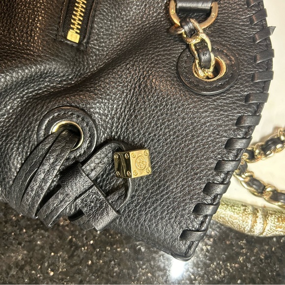 Tory Burch Marion Black Pebbled Leather Whipstitch Tote MSRP $595 Now $103 - Picture 7 of 15
